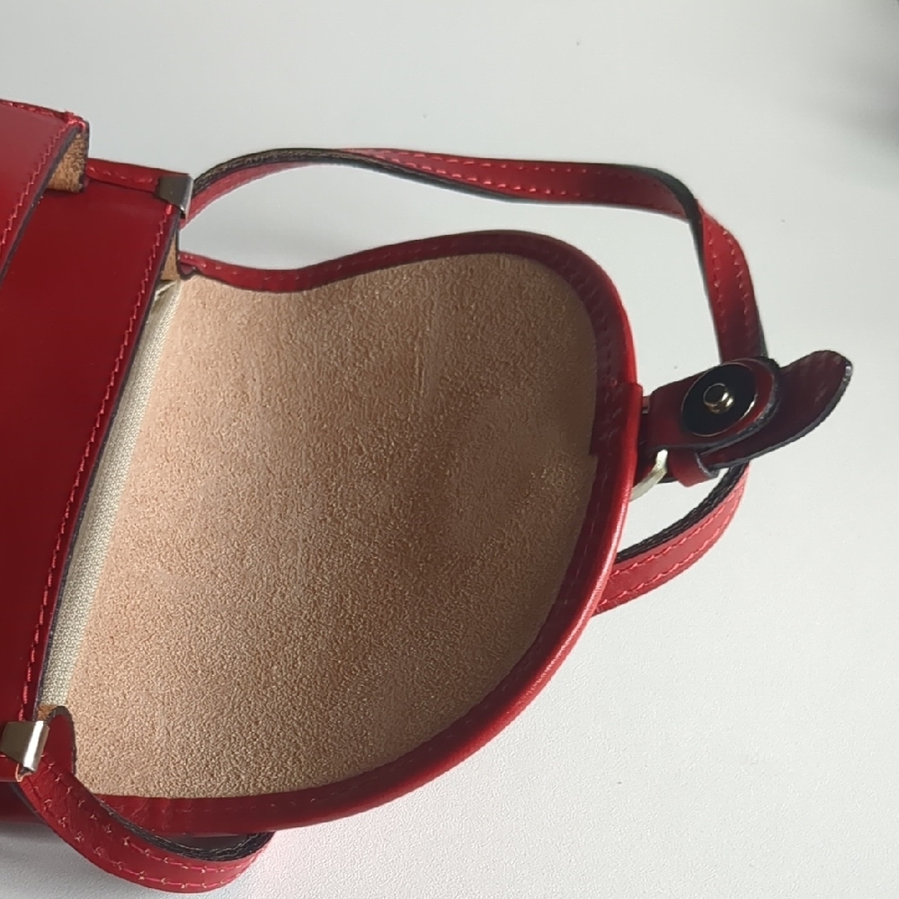 New Italian Handmade Red Leather Crossbody Bag - Picture 6 of 9